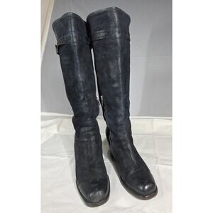 Size 39 Black Suede Distressed Italian Western Boho Ankle Boots Pantanetti Women